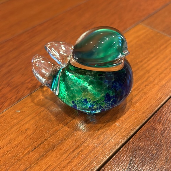 Art Glass Bird Figurine Glass Crystal Paper Weight Ornament blue green and clear - Picture 12 of 12